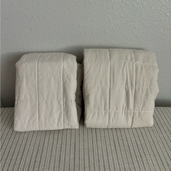 New Set of 2 King Heavyweight Linen Blend Quilt Pillow Shams Natural - Casaluna - Picture 1 of 5